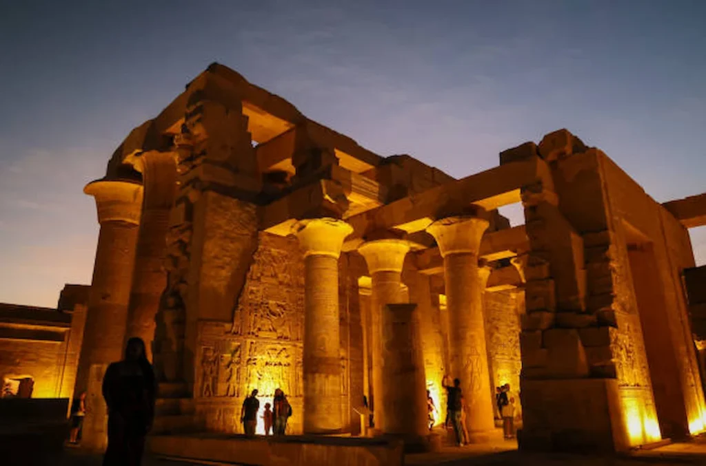 The columns of Karnak lit at night