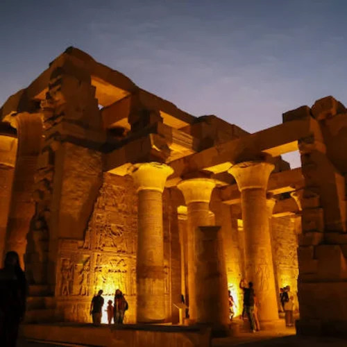 The columns of Karnak lit at night