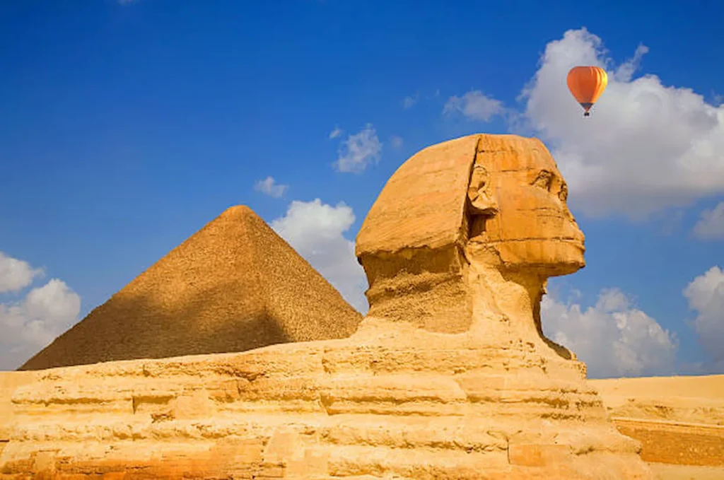 The Sphinx with the pyramid of Khafre behind it