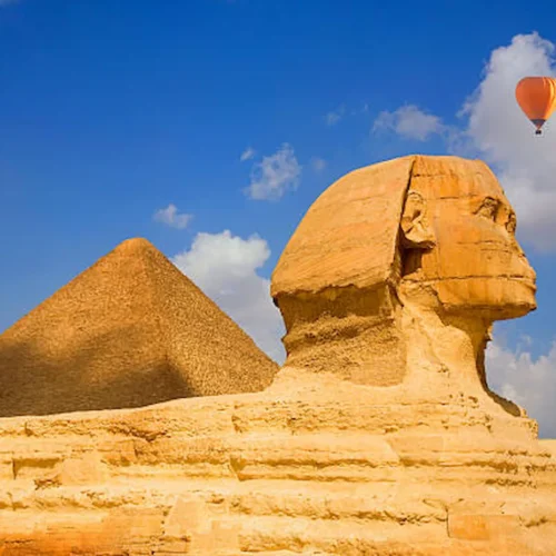 The Sphinx with the pyramid of Khafre behind it